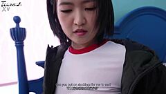 i enjoy my busty korean girlfriend role-playing in black stockings with her pretty short hair