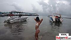 Dude Dildoing and Fucking His Amateur Thai Teen 18+ Girlfriend Polly with Tits