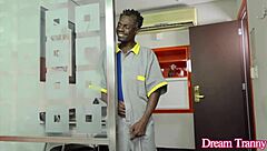 Feeling so aroused as big black cock drills hot tgirl isa lawrence deep