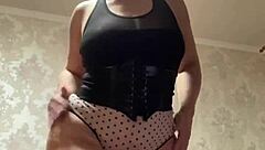 oh wow this sexy milf with big ass and natural tits just caressed her wet pussy and anal holes to hot orgasm