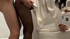 Boss Fucks Secretary in Public Bathroom and Cums on Face!