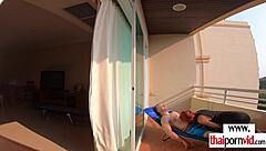 Oh yeah, petite Thai teen nympho, ride that big white cock outdoor like a pro!