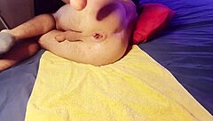 in a homemade solo session, a massive dildo stretches and stimulates the eager ass to gaping pleasure