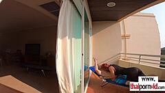 Oh yeah, petite Thai teen nympho, ride that big white cock outdoor like a pro!