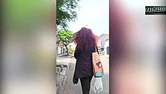 madura milf with curly hair gets caught in warehouse and agrees to outdoor anal to pay off her debts