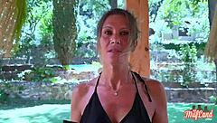 blonde milfs with small waists share a hard cock in hot french ffm threesome