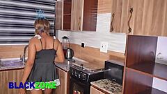 Sexy curvy woman in the kitchen