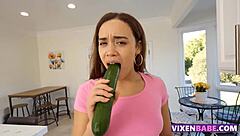Young Latina gets caught sneaking out of garage and faces big cock punishment with creampie.