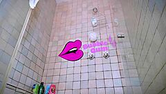 Giantess Shows Off Shaving Her Shaved Pussy In Shower With Careful Water Play