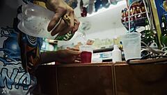 Sexy mature woman enjoys intense hardcore sex with young European guy in passionate encounter.