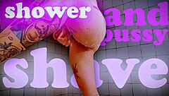 Giantess Shows Off Shaving Her Shaved Pussy In Shower With Careful Water Play