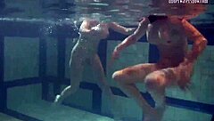 Hey, check out these bouncing tits on lesbians Katka and Barbara getting wild in the pool underwater!
