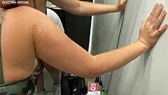 Brazilian prostitute enters my fitting room and gives outdoor public blowjob