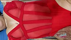 Red Lingerie Tempts Athletic Latina Wife into Amateur Anal with Fishnets and Toys