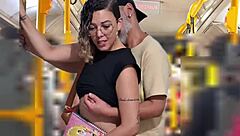 In a bold public fantasy, the slutty student flashes her ass on the bus and gets a cumshot outdoors.