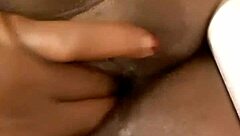 Ebony solo cock tease outdoors