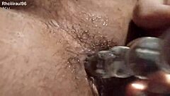 Bold belly chubby solo masturbation with dildo toys