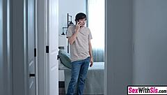 What happens when stepbro catches busty teen stepsister alone?