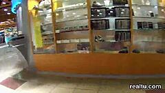 stunning czech beauty gets seduced in store then pounded hard in pov