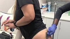 Injection in the spa for blonde client with tattoo on her butt session 2