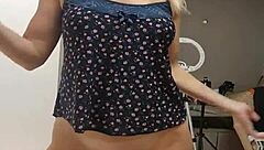 hey check out this homemade clip with a cute shaved blonde milf getting passionate