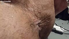 Bold belly chubby solo masturbation with dildo toys