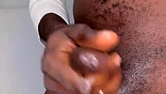 Powerful Ninja Man Strokes Massive Black Cock Until Explosive Cumshot