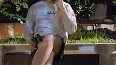 Oh God! Ting Xuan Pees Outdoors Then Strips Underwear For Wild Park Masturbation!