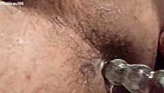 Bold belly chubby solo masturbation with dildo toys