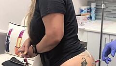 Injection in the spa for blonde client with tattoo on her butt session 2