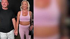 Blonde hotwife Candice grips hubby's hand yet devours massive BBC intensely