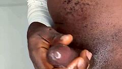 Powerful Ninja Man Strokes Massive Black Cock Until Explosive Cumshot