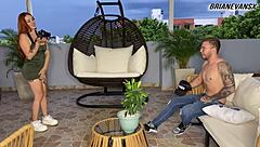 Horny redhead photographer Andrea Castro with big tits rides muscular bodybuilder Brian Evansx cowgirl style