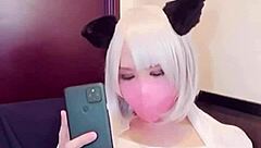 masked beauty crossdresser masturbates while streaming!