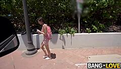 Desperate Student Sells Tight Pussy For Cash In Bangbus Orgy