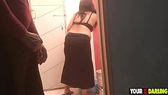 conversational horny couple bangs in bathroom with doggystyle and blowjob action