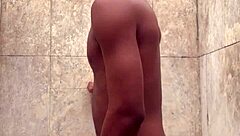 Amateur Soapy Dick Massage Shower Cumm Nearly Got Caught