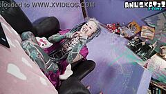 Oh Wow, Watch This Tattooed Goth Model Tease with Anal Toys and Pierced Nipples!