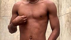 Amateur Soapy Dick Massage Shower Cumm Nearly Got Caught