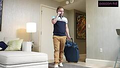 Blonde petite Khloe Kingsley with tight wet pussy rides blowjob in missionary and doggystyle like a fuck doll in hotel solo session.