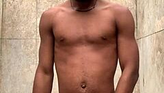 Amateur Soapy Dick Massage Shower Cumm Nearly Got Caught