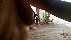 Nippleringlover hot nude rides bicycle with handcuffed pierced pussy lips and extreme stretched pierced nipples