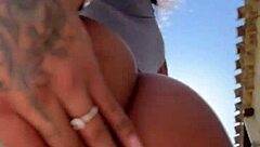 crossdresser with big fat ass starts teasing slowly in close view.