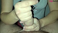 I feel so aroused giving amateur pov handjob on oiled big tits until cum