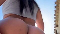 crossdresser with big fat ass starts teasing slowly in close view.