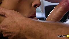 Teen 18+ sweet ginger sucks old dick for rent money