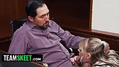 FLEXIBLE Blonde Girl EARNS Free Scholarship BLOWJOB