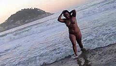 sexy brazilian gordinha hints at wild interracial fun on nudist beach adventure