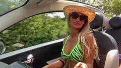 Monika fox strips naked and drives around the city in a car