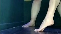 in a seductive session, french femdom explores gloryhole and bondage with her slave